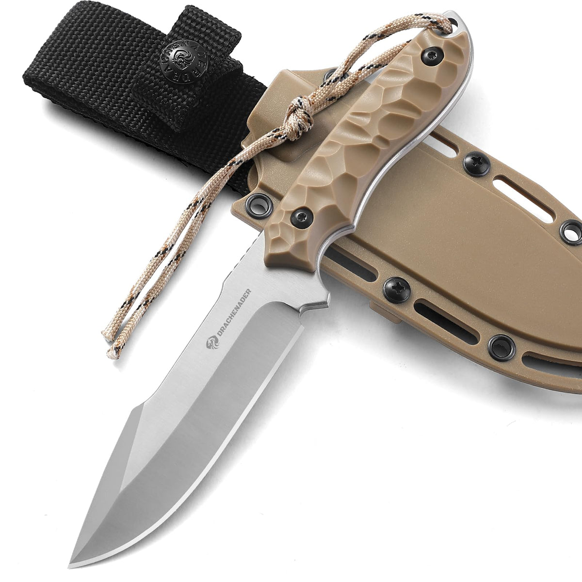 DRACHENADER 9.29" Drop Point Fixed Blade Knife with 5Cr14MoV Blade & Sheath