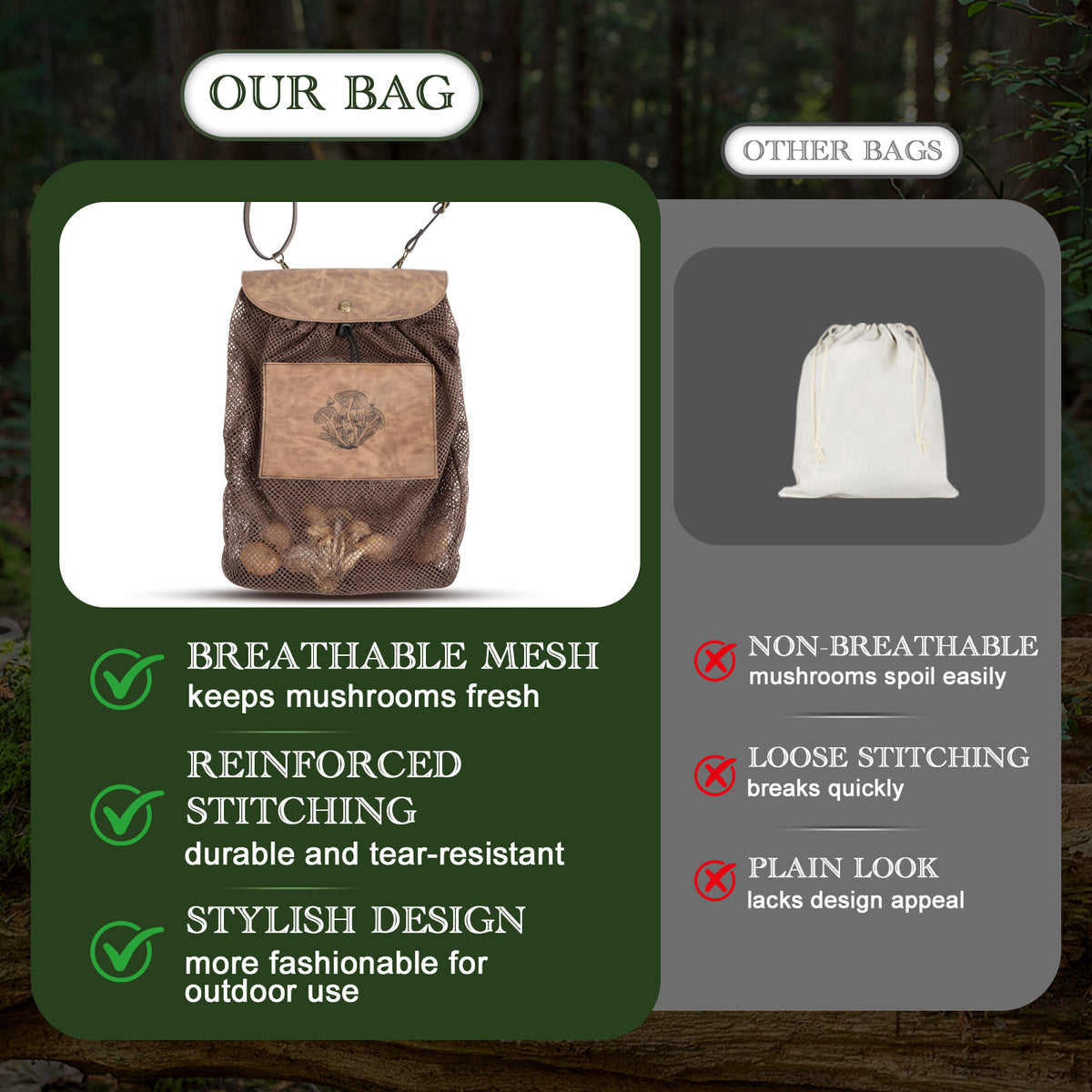 DRACHENADER Foldable Mushroom Foraging Bag