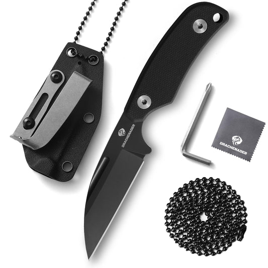 DRACHENADER 5.82" D2 Sheepsfoot Full Tang Neck Knife with G10 Handle