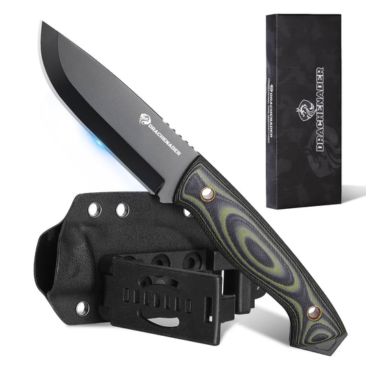 DRACHENADER Full Tang Fixed Blade D2 Knife with Sheath