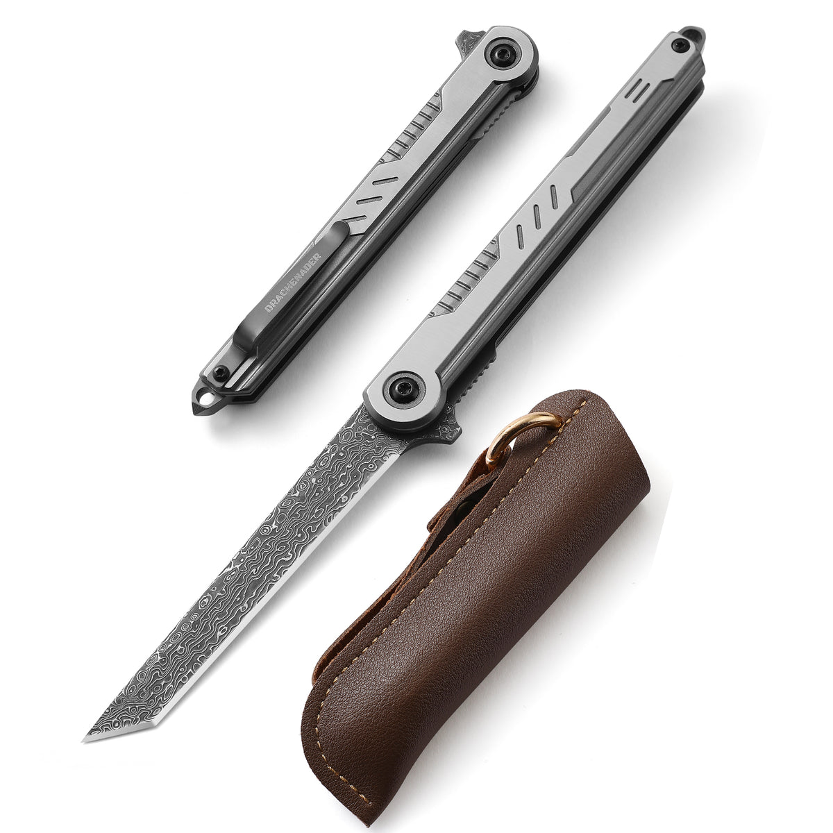 DRACHENADER Tanto Damascus Folding pocket Knife Small EDC Slim Gentleman's Knives