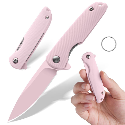 DRACHENADER Mini Pink Folding Knife for Women with 5Cr13MoV Blade