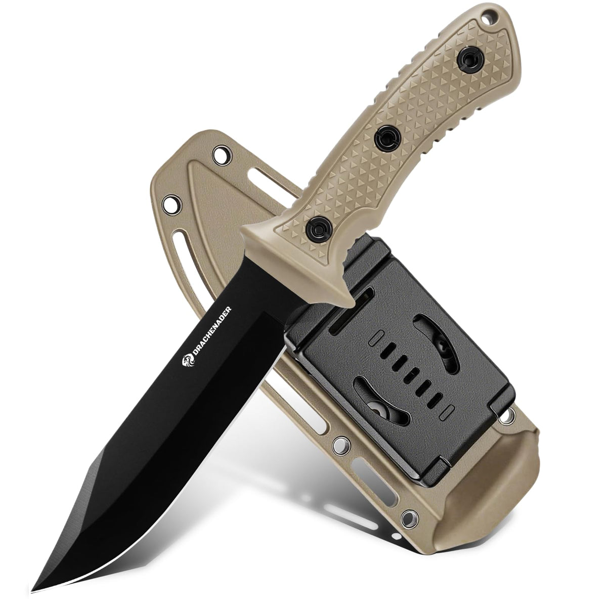 DRACHENADER 5Cr13MoV Drop Point Fixed Blade Knife with ABS Handle & Sheath