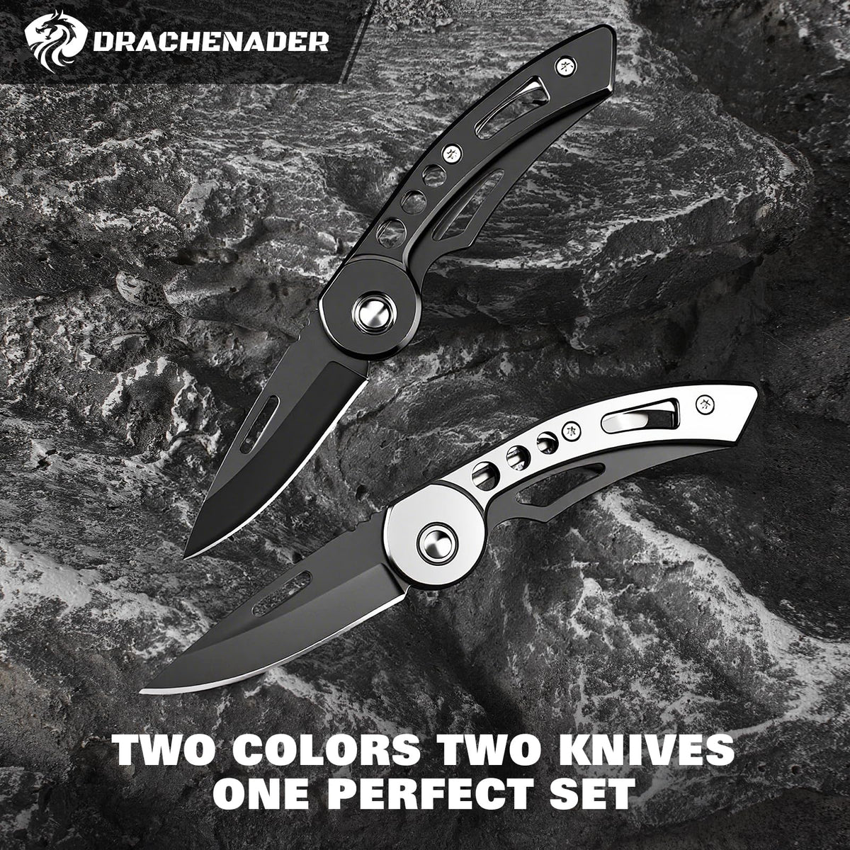 DRACHENADER 2PCS Mini Two-Hand Opening Folding Knife Set