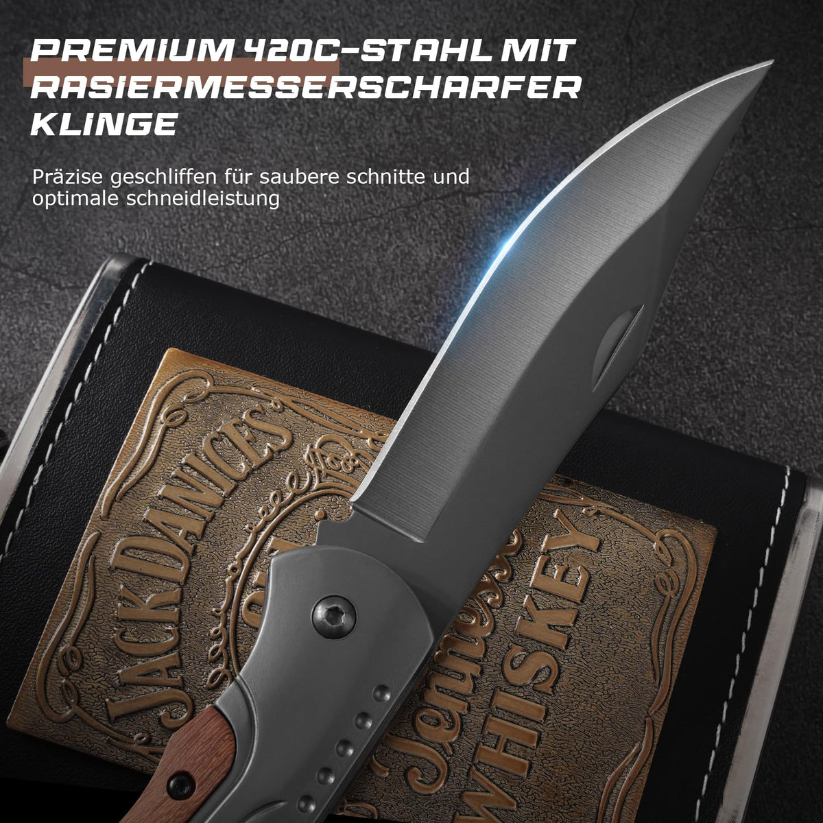 DRACHENADER A-11 Two-Hand Opening Folding Knife with 420C Blade & Wood Aluminum Handle