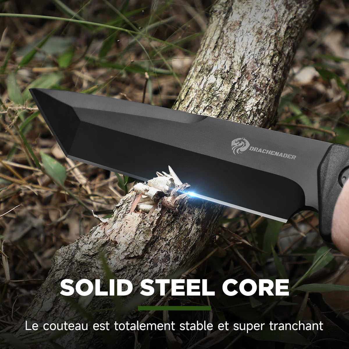 DRACHENADER 5mm Full Tang Fixed Blade Knife with ABS Handle and Sheath