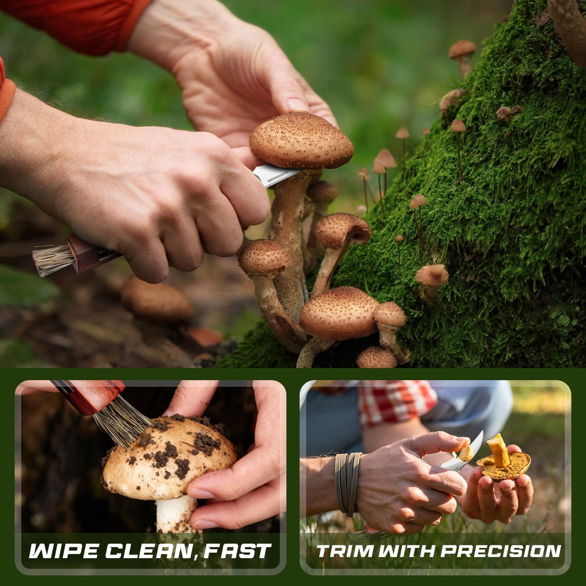 DRACHENADER Mushroom Foraging Kit with Mesh Bag & Folding Knife