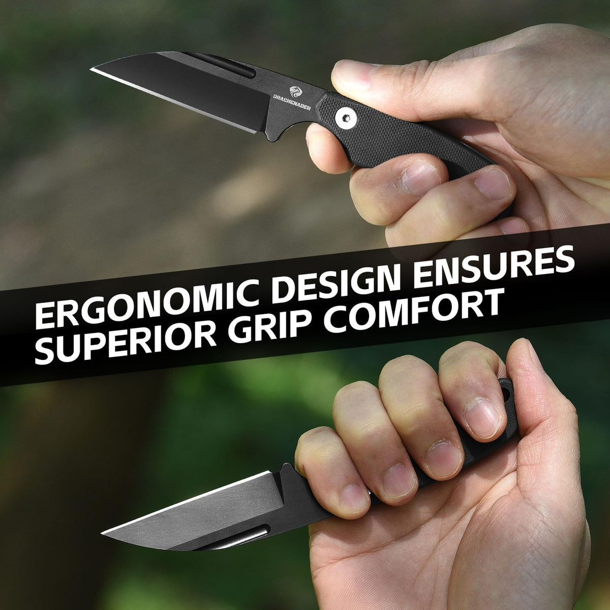 DRACHENADER 5.82" D2 Sheepsfoot Full Tang Neck Knife with G10 Handle