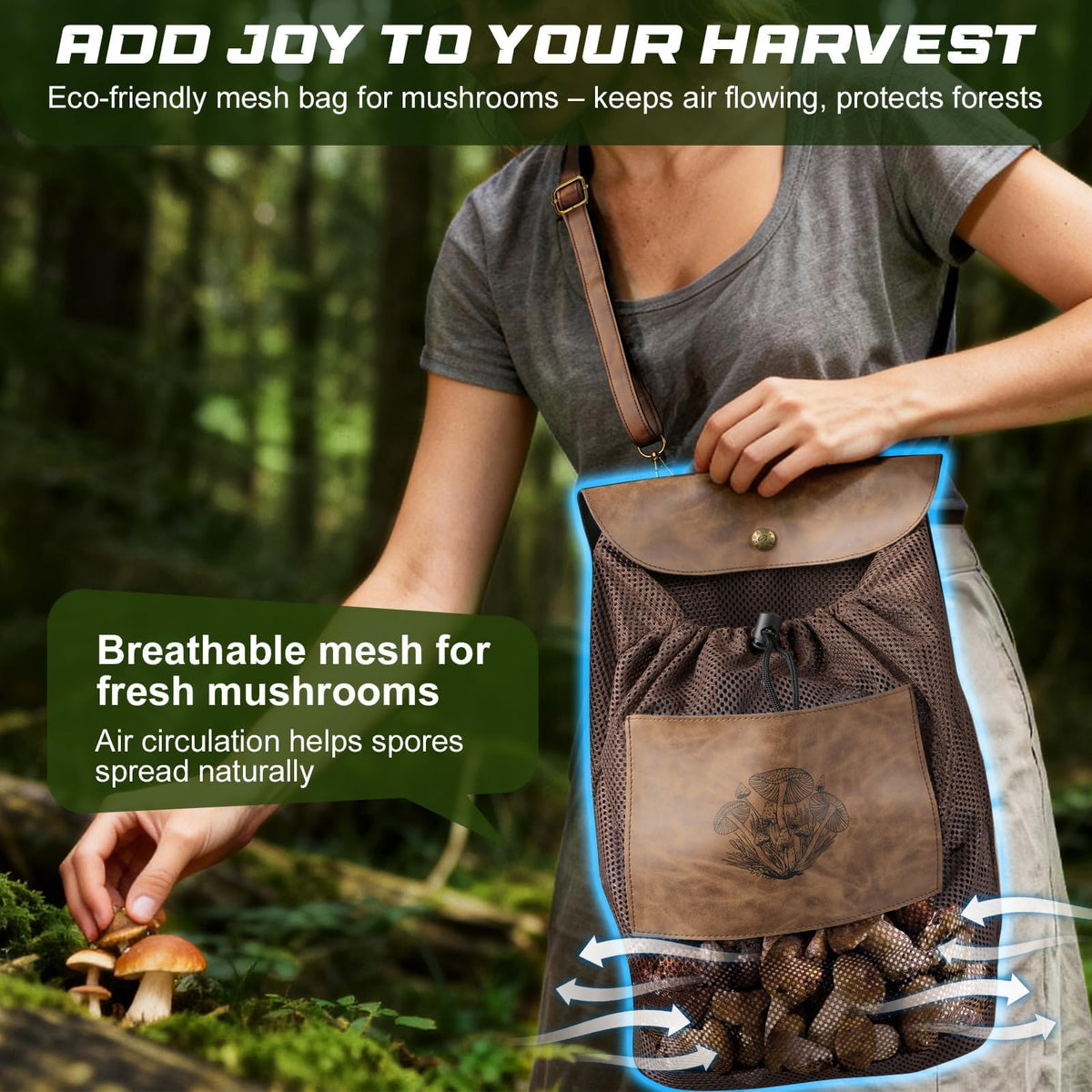 DRACHENADER Mushroom Foraging Kit with Mesh Bag & Folding Knife