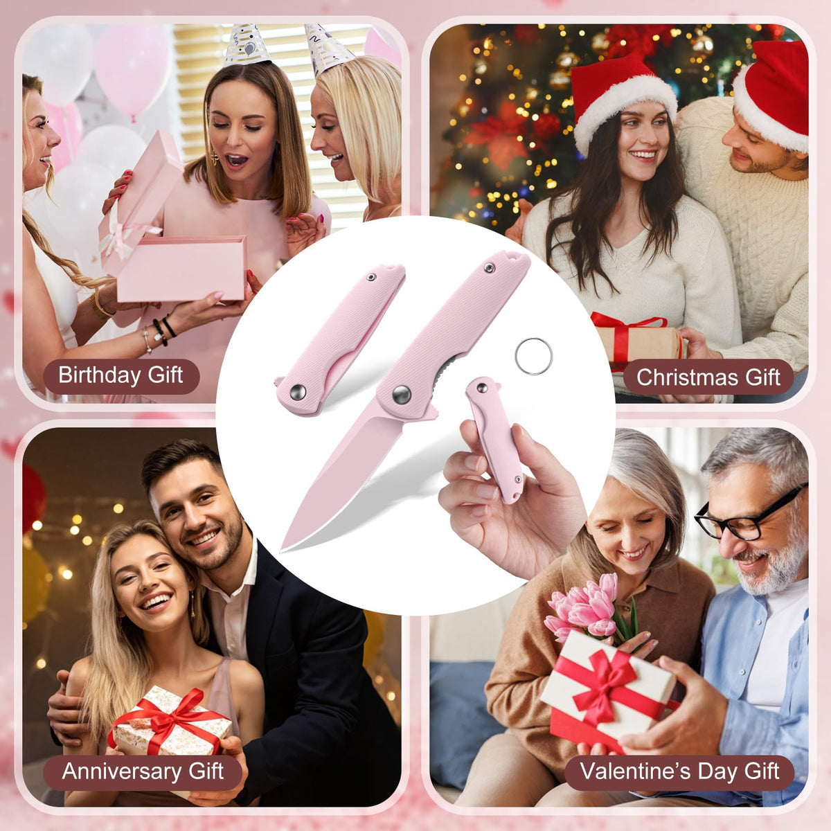 DRACHENADER Mini Pink Folding Knife for Women with 5Cr13MoV Blade