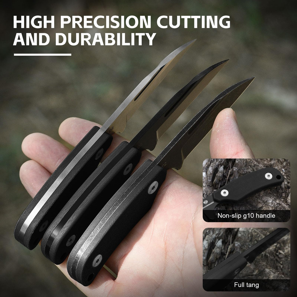 DRACHENADER 5.82" D2 Sheepsfoot Full Tang Neck Knife with G10 Handle