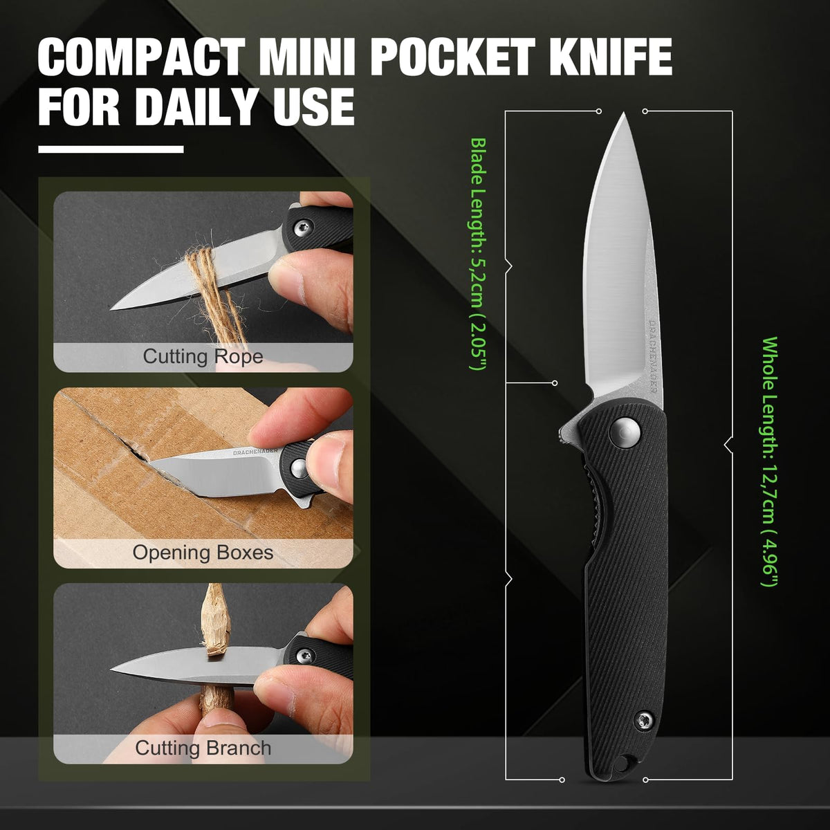 DRACHENADER 4.96" Mini Folding Knife with Gift Box