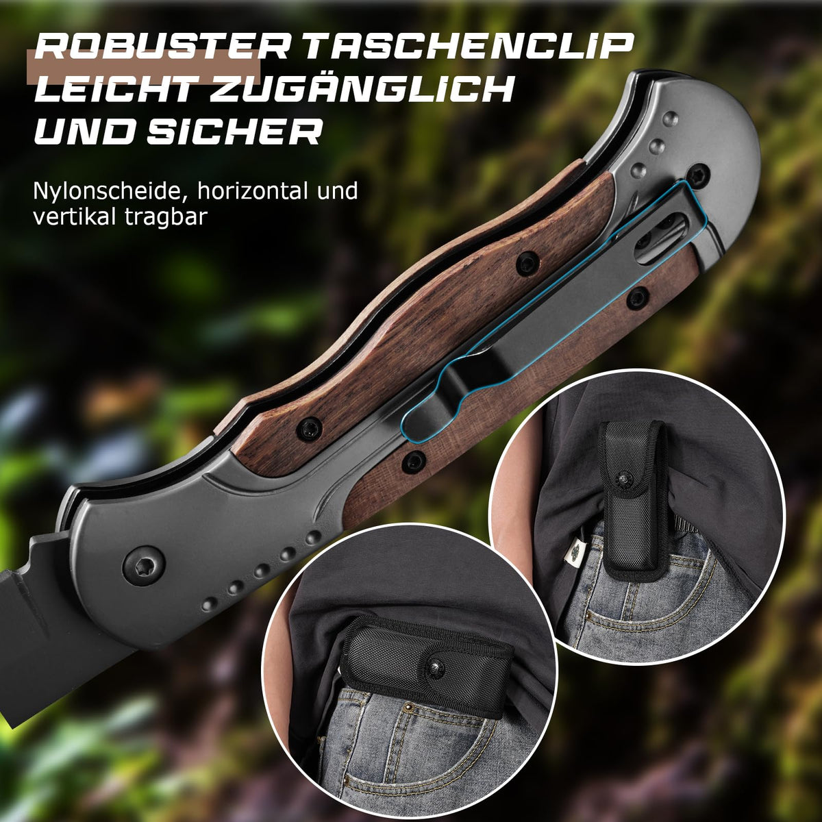 DRACHENADER A-11 Two-Hand Opening Folding Knife with 420C Blade & Wood Aluminum Handle