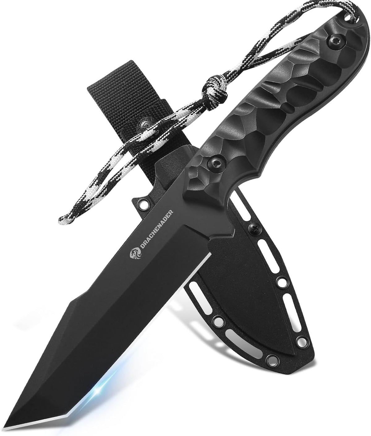DRACHENADER 9.29" Tanto Fixed Blade Knife with 5Cr14MoV Blade & ABS Sheath
