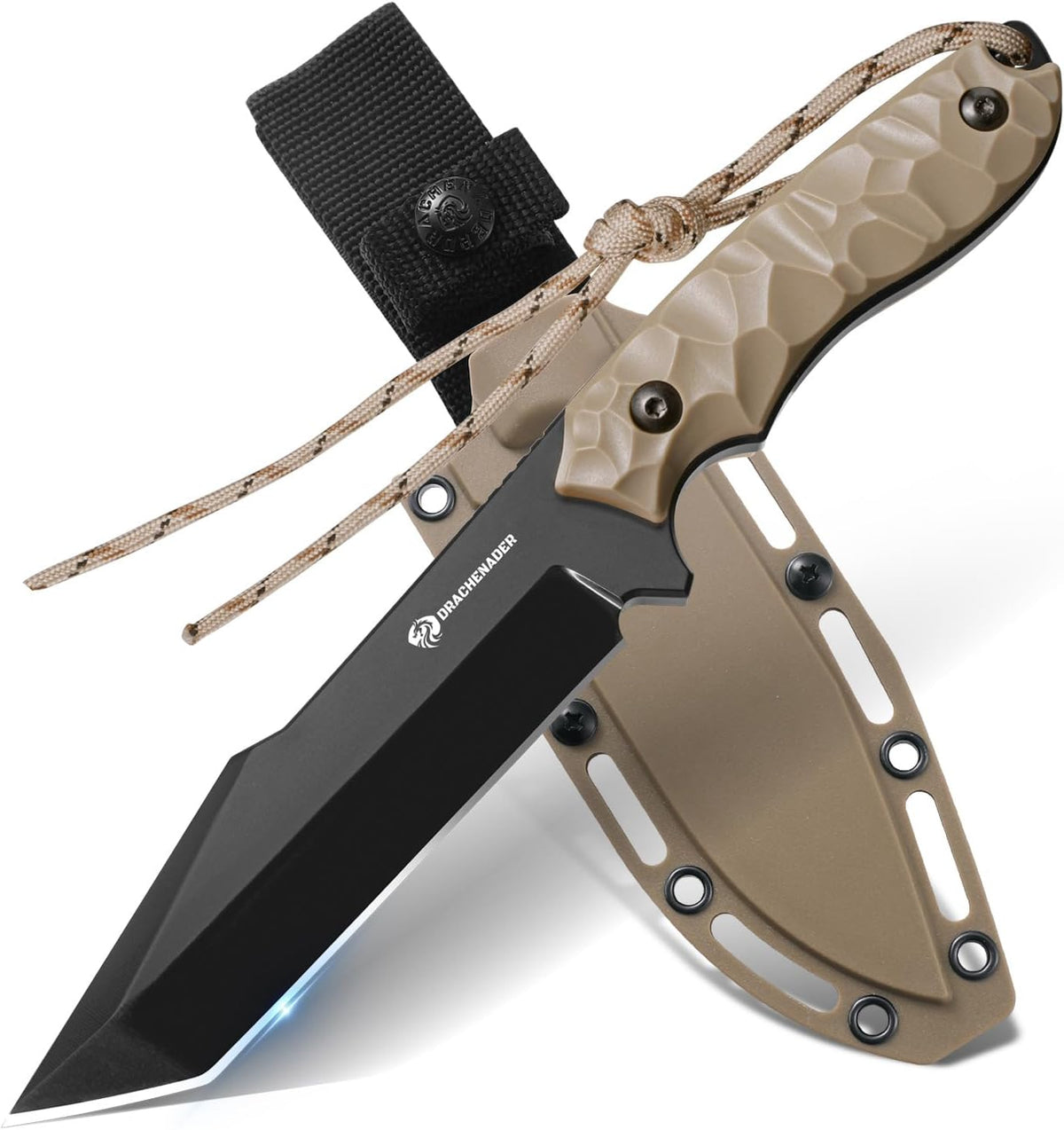 DRACHENADER 9.29" Tanto Fixed Blade Knife with 5Cr14MoV Blade & ABS Sheath