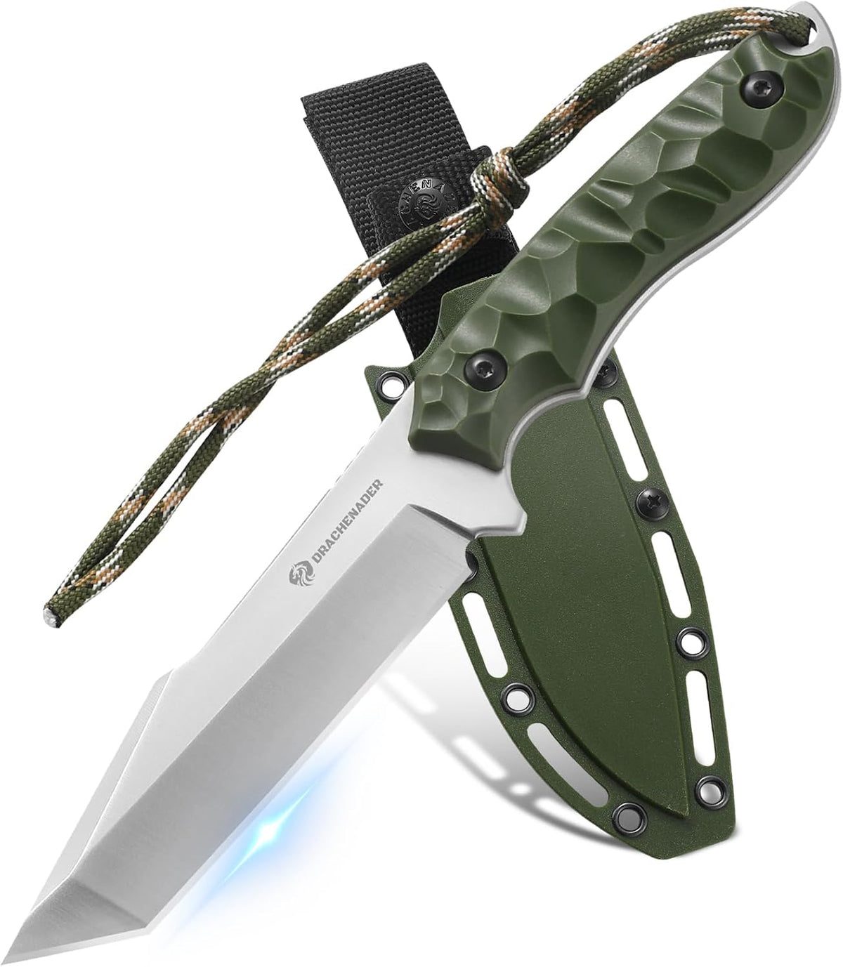 DRACHENADER 9.29" Tanto Fixed Blade Knife with 5Cr14MoV Blade & ABS Sheath