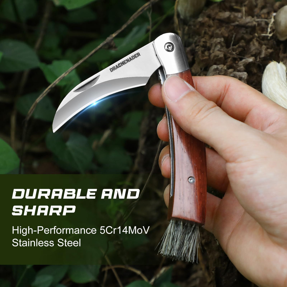 DRACHENADER Mushroom Foraging Kit with Mesh Bag & Folding Knife