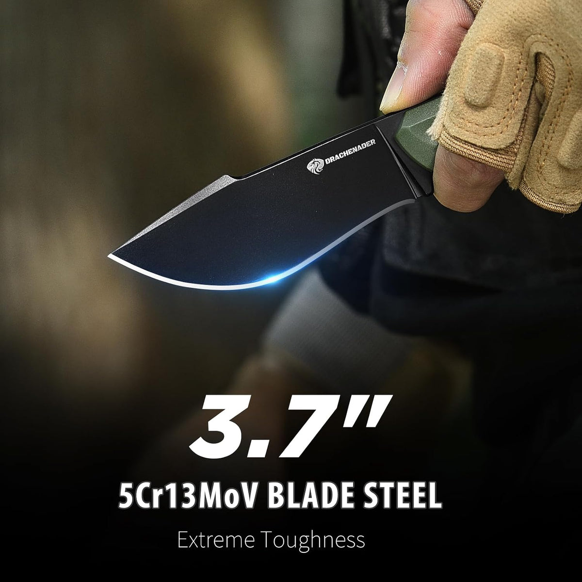 DRACHENADER 7.68" Full Tang Small Fixed Blade Knife with Belt Clip