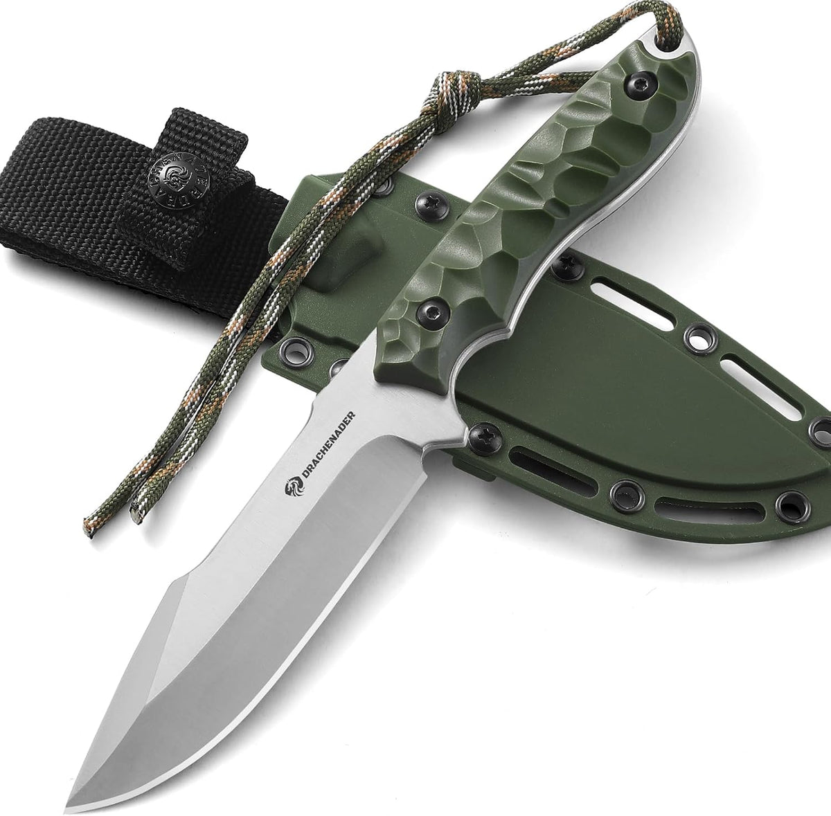 DRACHENADER 9.29" Drop Point Fixed Blade Knife with 5Cr14MoV Blade & Sheath