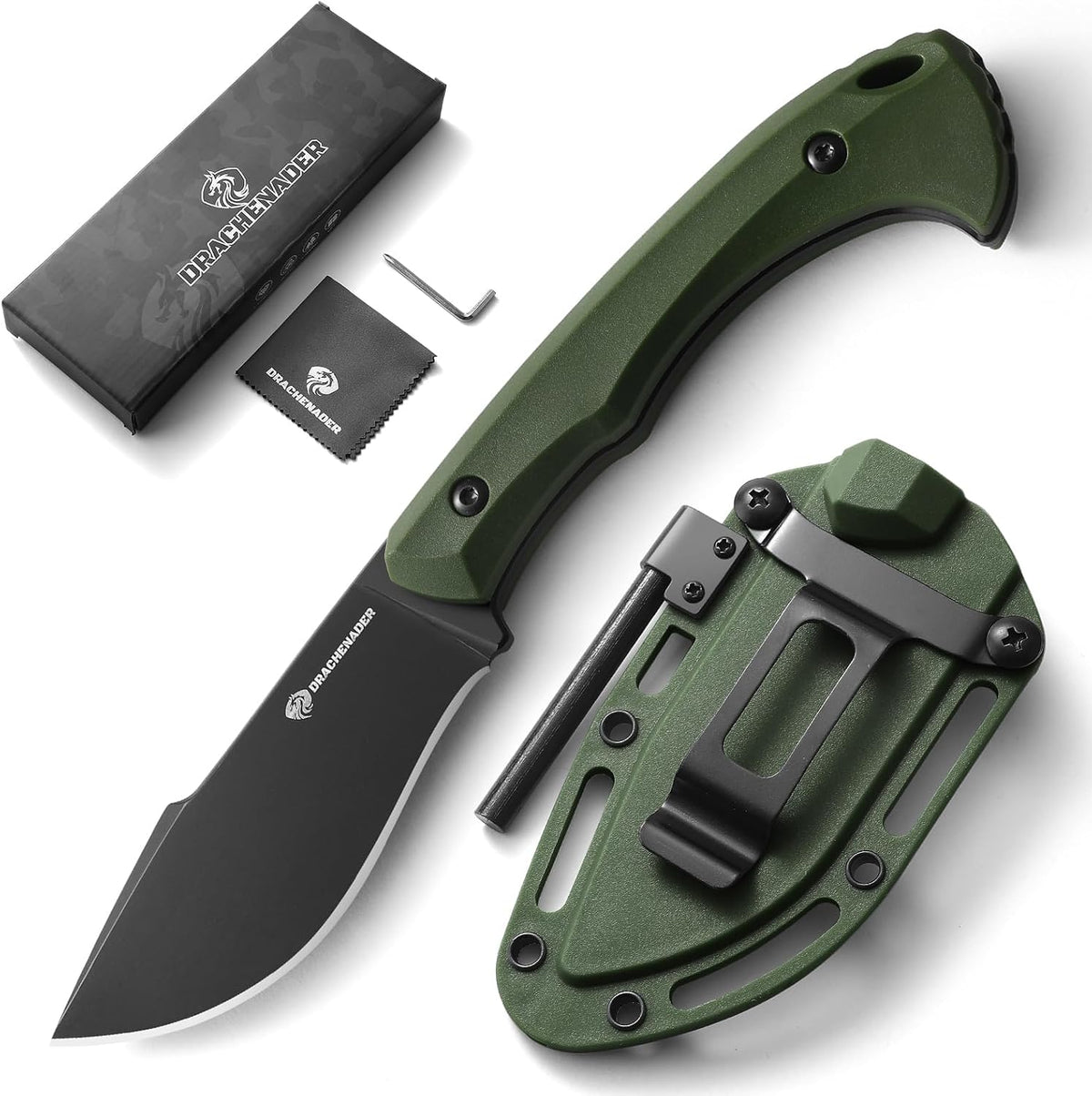 DRACHENADER 7.68" Full Tang Small Fixed Blade Knife with Belt Clip