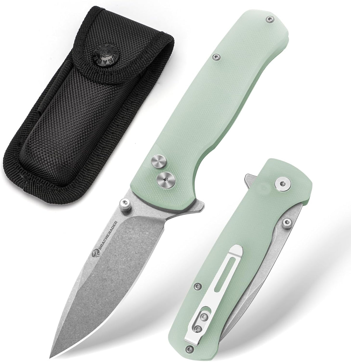 DRACHENADER 7.28" Mini Folding Knife 14C28N Steel G10 Handle Button Lock