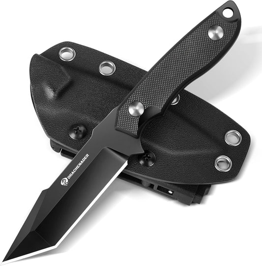 DRACHENADER 3.46" D2 Full Tang Tanto Knife G10 Handle Horizontal Carry