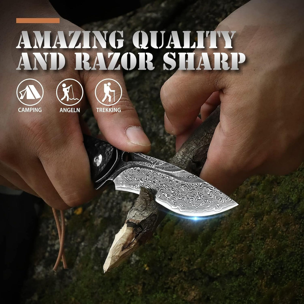 DRACHENADER Damascus Folding Pocket Knife with VG10 Steel Core and Ebony Handle