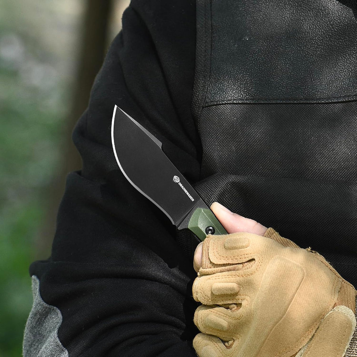 DRACHENADER 7.68" Full Tang Small Fixed Blade Knife with Belt Clip