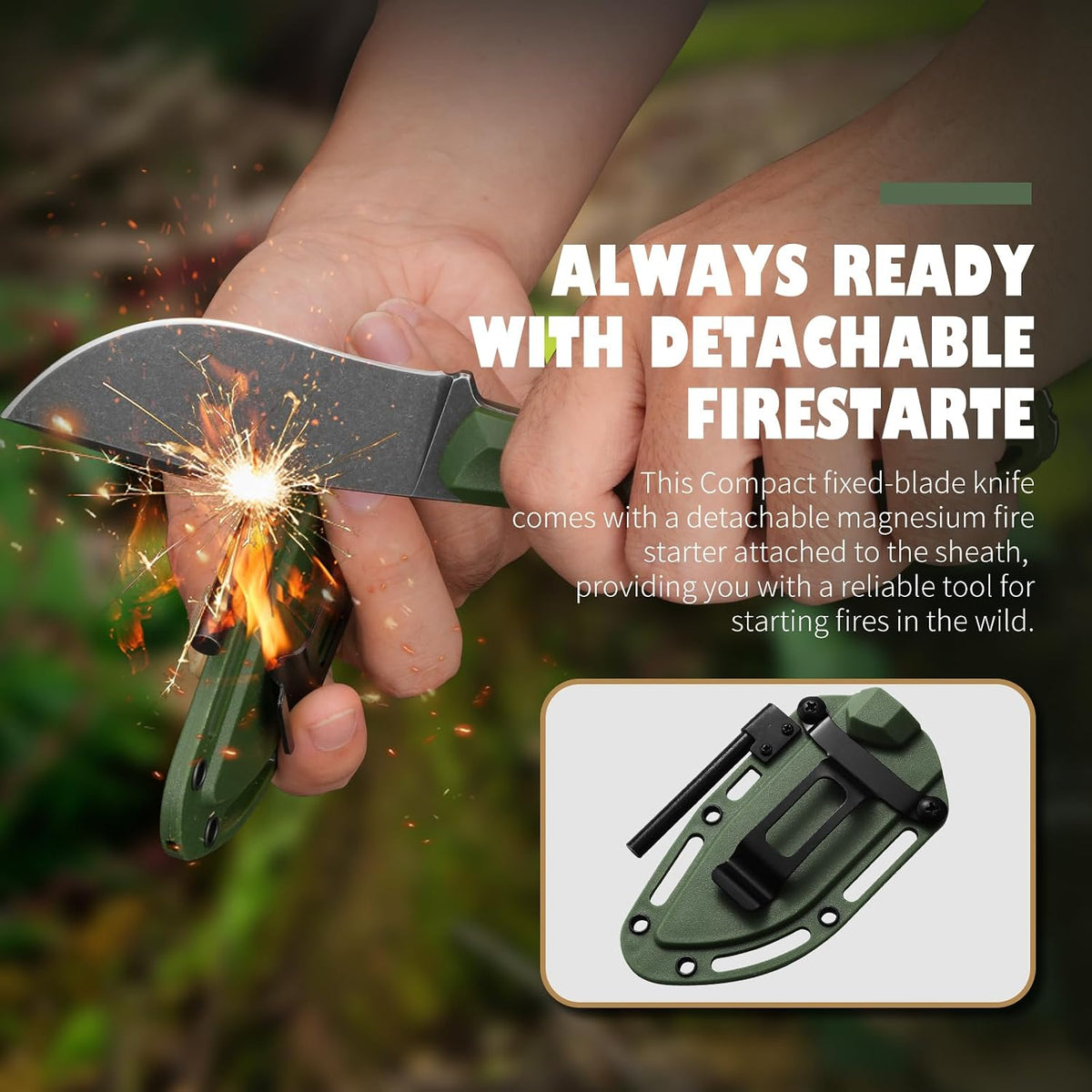 DRACHENADER 7.68" Full Tang Small Fixed Blade Knife with Belt Clip