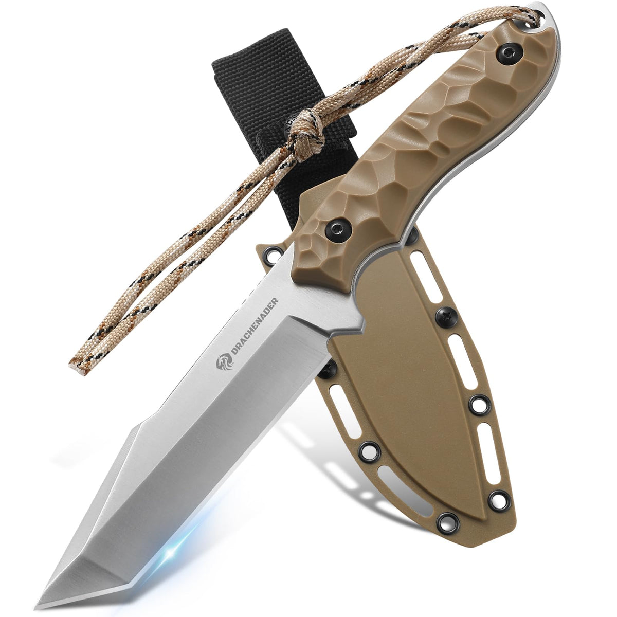 DRACHENADER 9.29" Tanto Fixed Blade Knife with 5Cr14MoV Blade & ABS Sheath