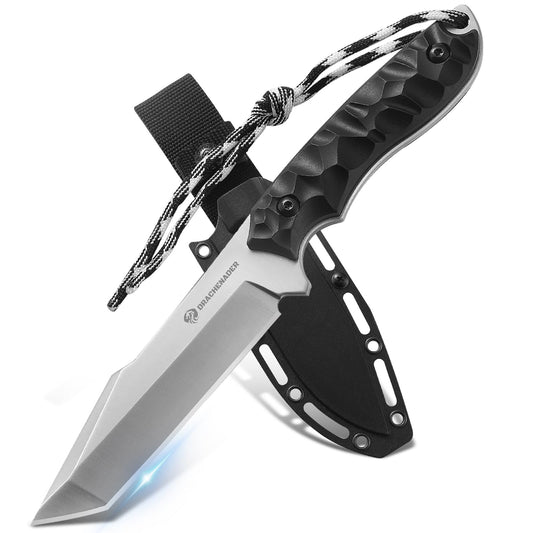 DRACHENADER 9.29" Tanto Fixed Blade Knife with 5Cr14MoV Blade & ABS Sheath