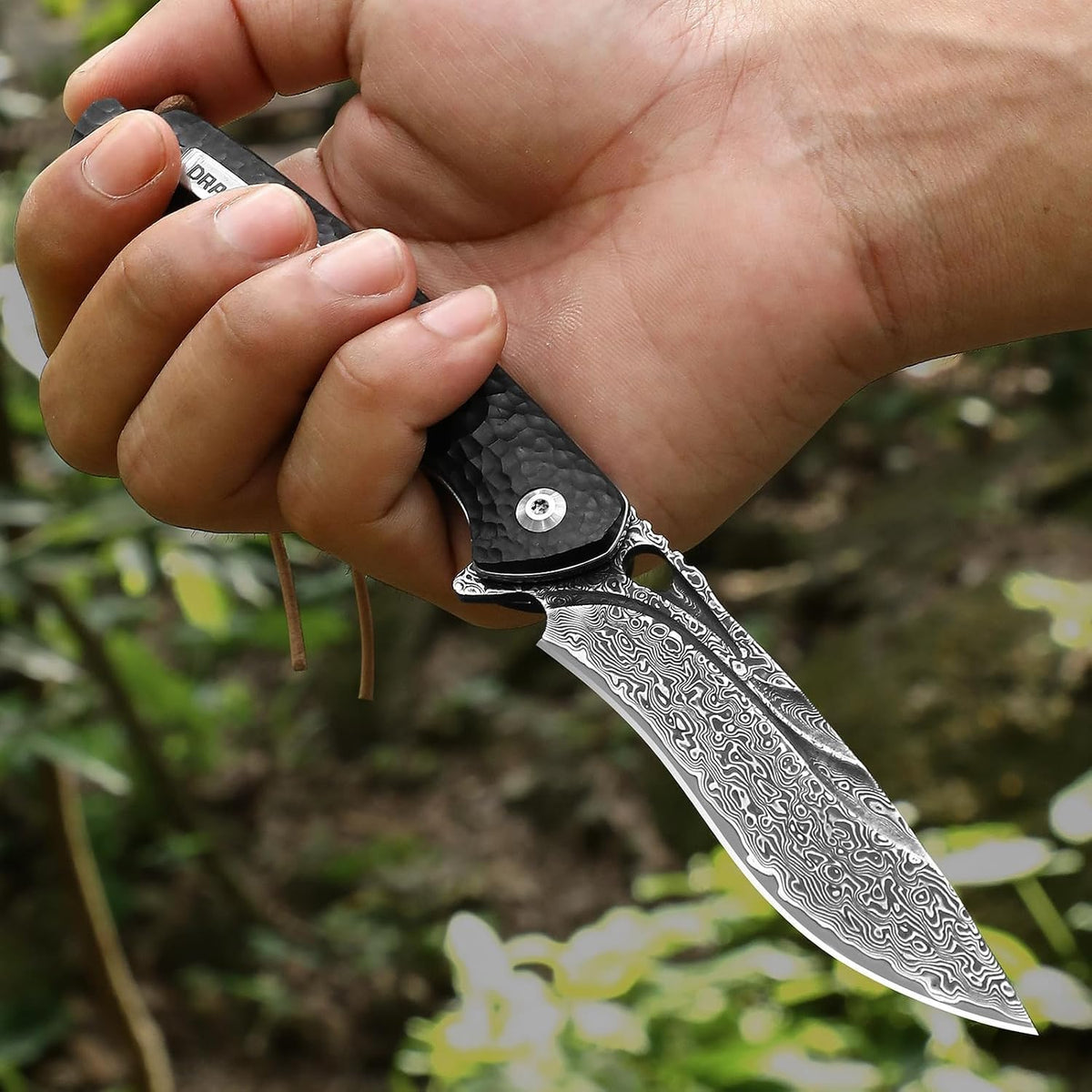 DRACHENADER Damascus Folding Pocket Knife with VG10 Steel Core and Ebony Handle
