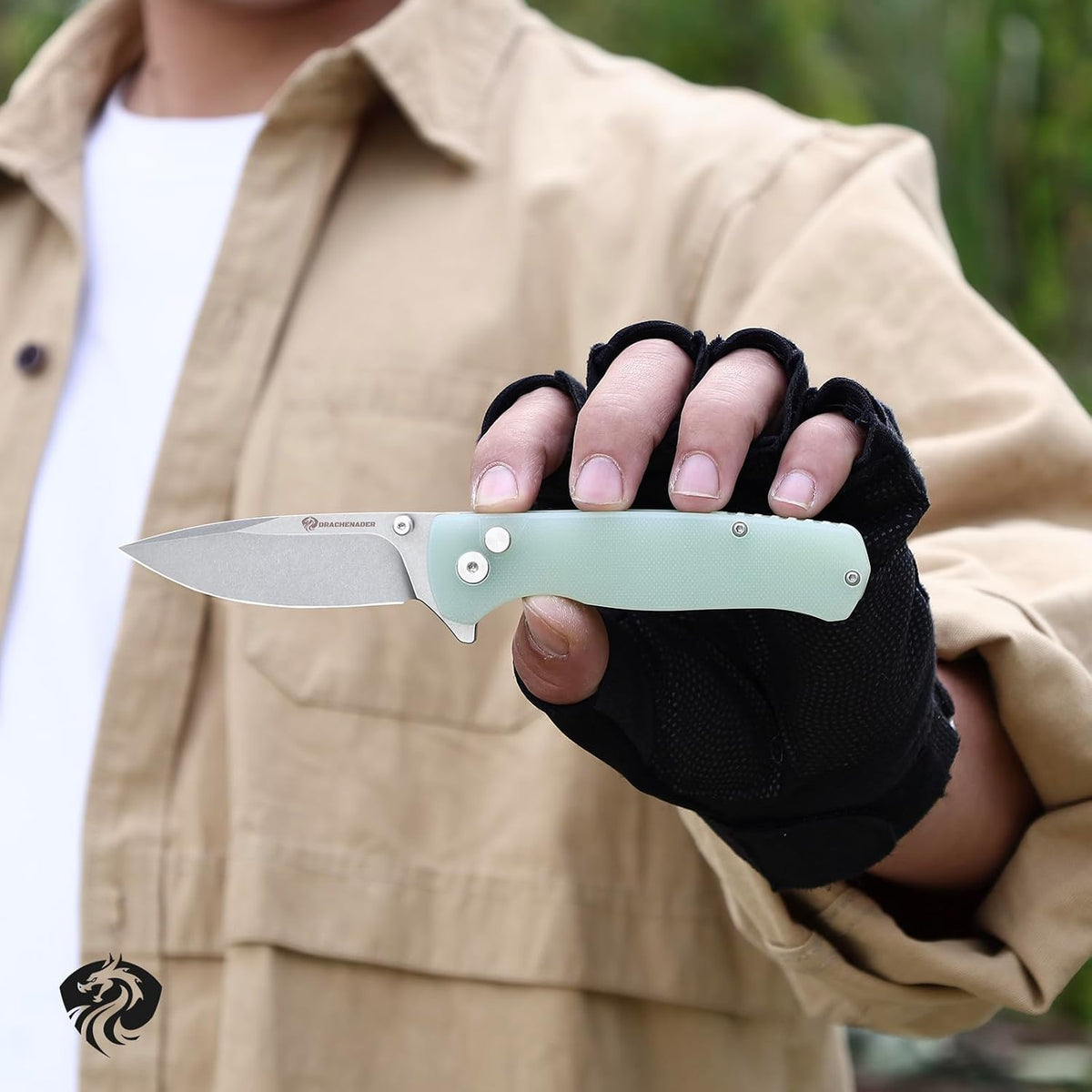 DRACHENADER 7.28" Mini Folding Knife 14C28N Steel G10 Handle Button Lock