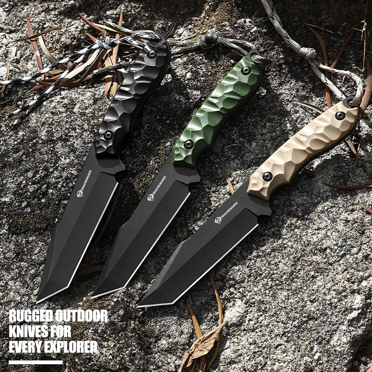 DRACHENADER 9.29" Tanto Fixed Blade Knife with 5Cr14MoV Blade & ABS Sheath