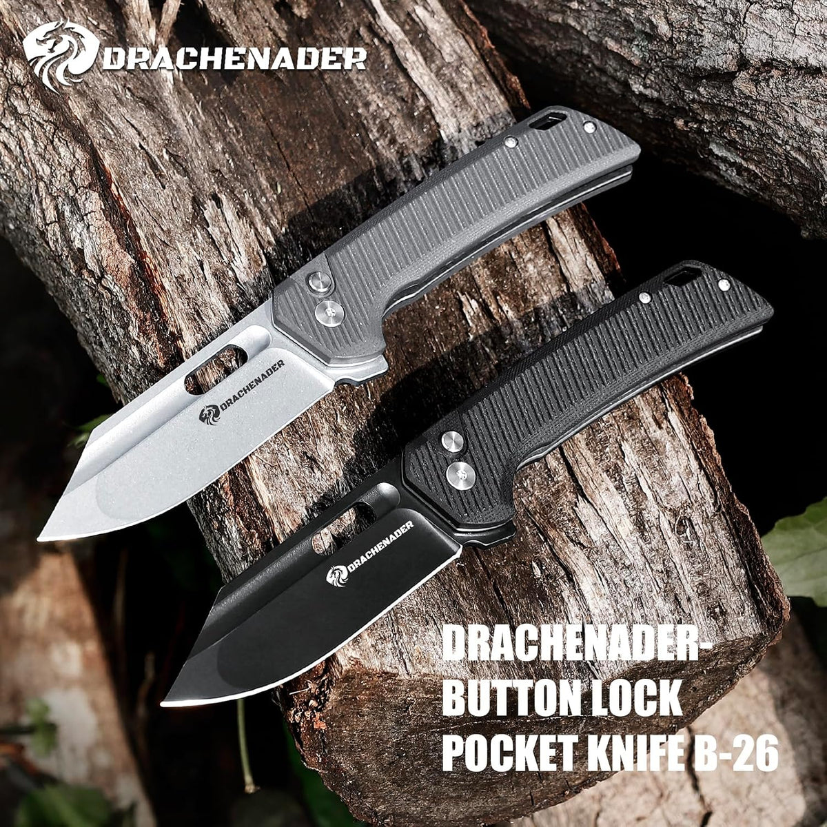 DRACHENADER 8" Folding Knife with 14C28N Blade G10 Handle Button Lock
