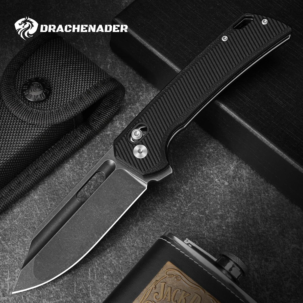DRACHENADER 8" Folding Pocket Knife with 14C28N Steel Blade and G10 Handle