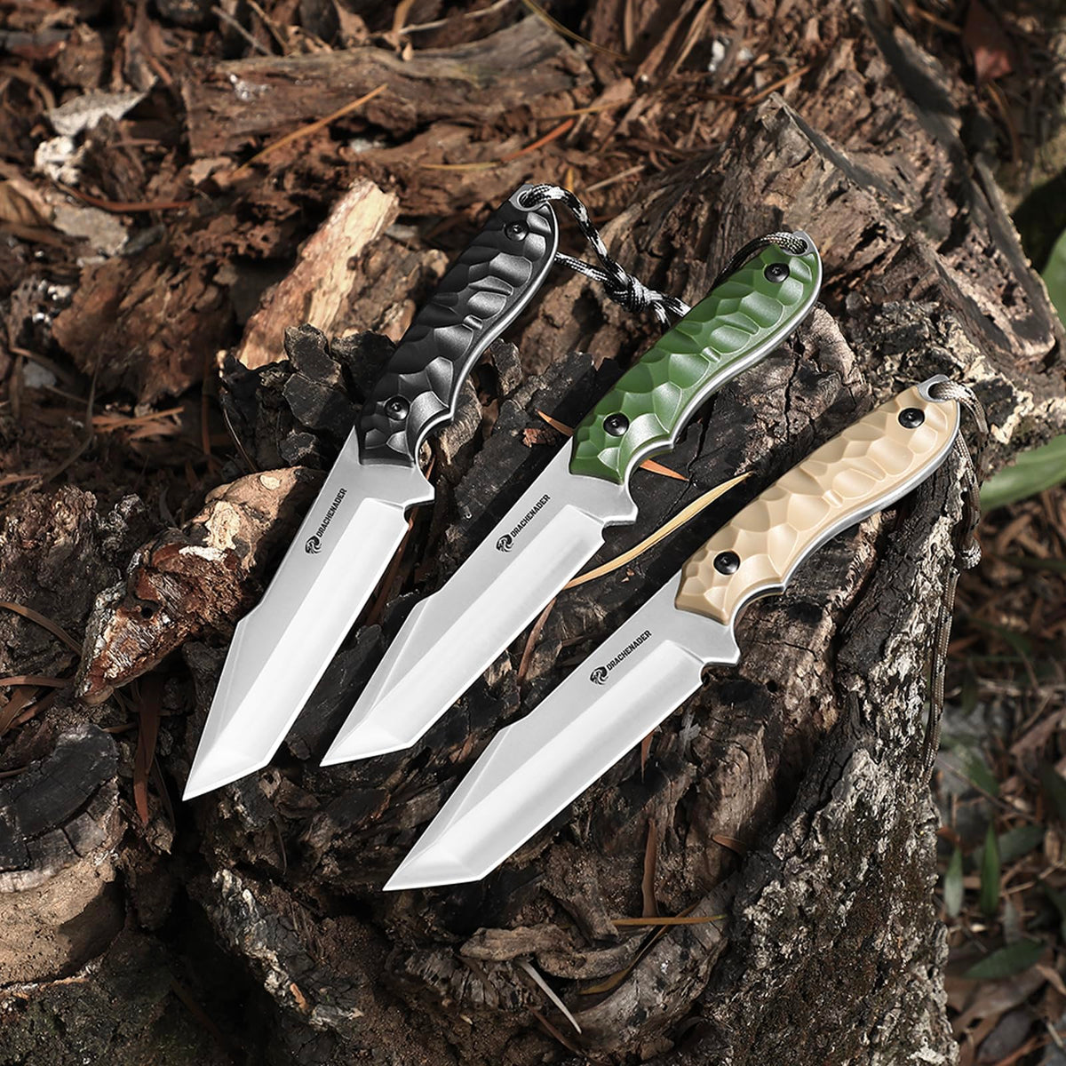 DRACHENADER 9.29" Tanto Fixed Blade Knife with 5Cr14MoV Blade & ABS Sheath