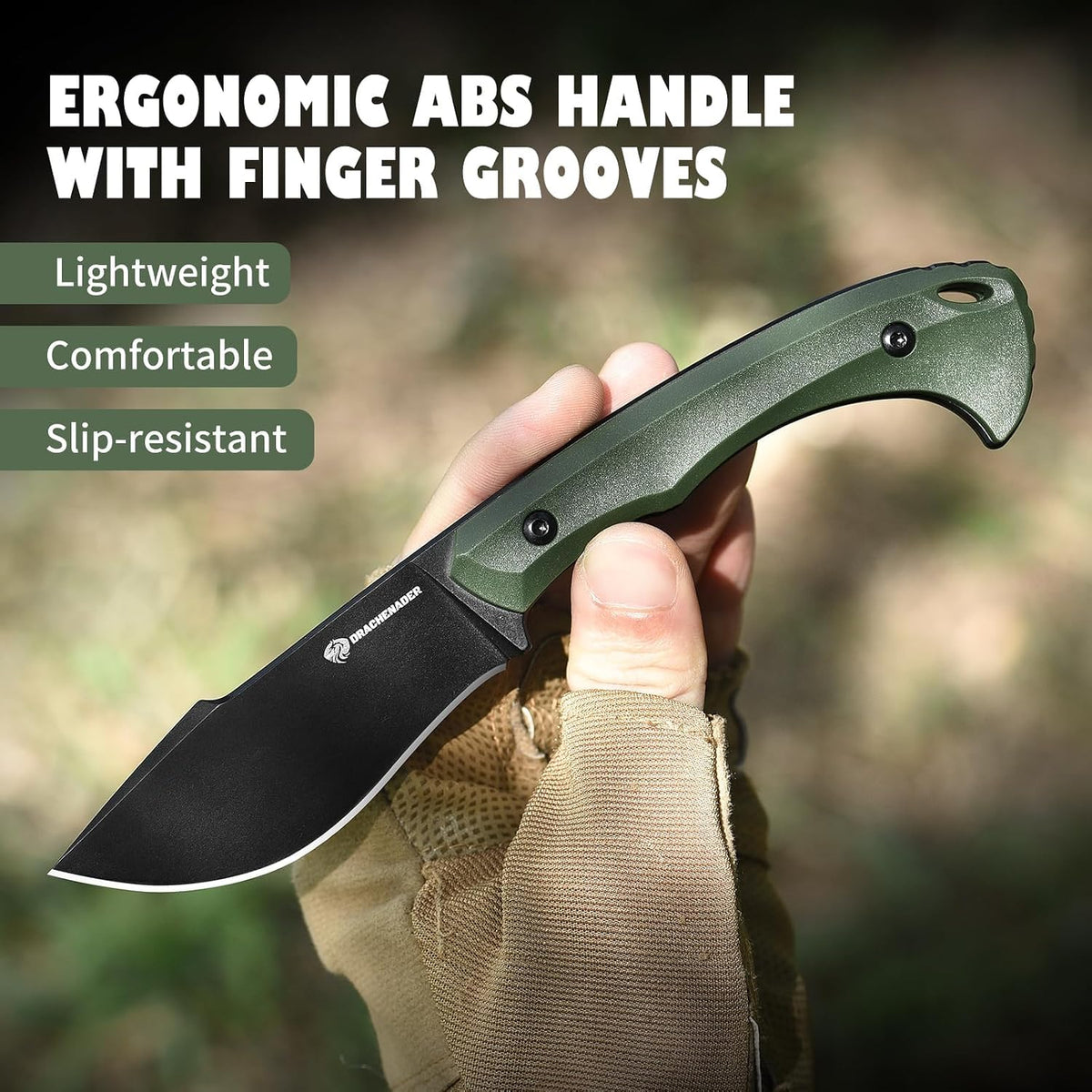 DRACHENADER 7.68" Full Tang Small Fixed Blade Knife with Belt Clip