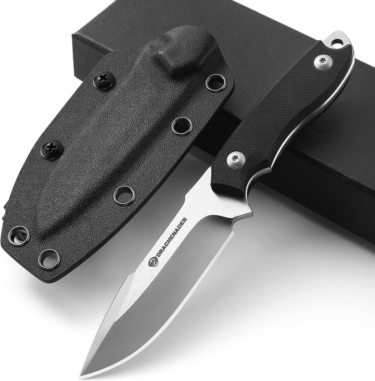 DRACHENADER 7" D2 Full Tang Fixed Blade Knife with G10 Handle & Kydex Sheath