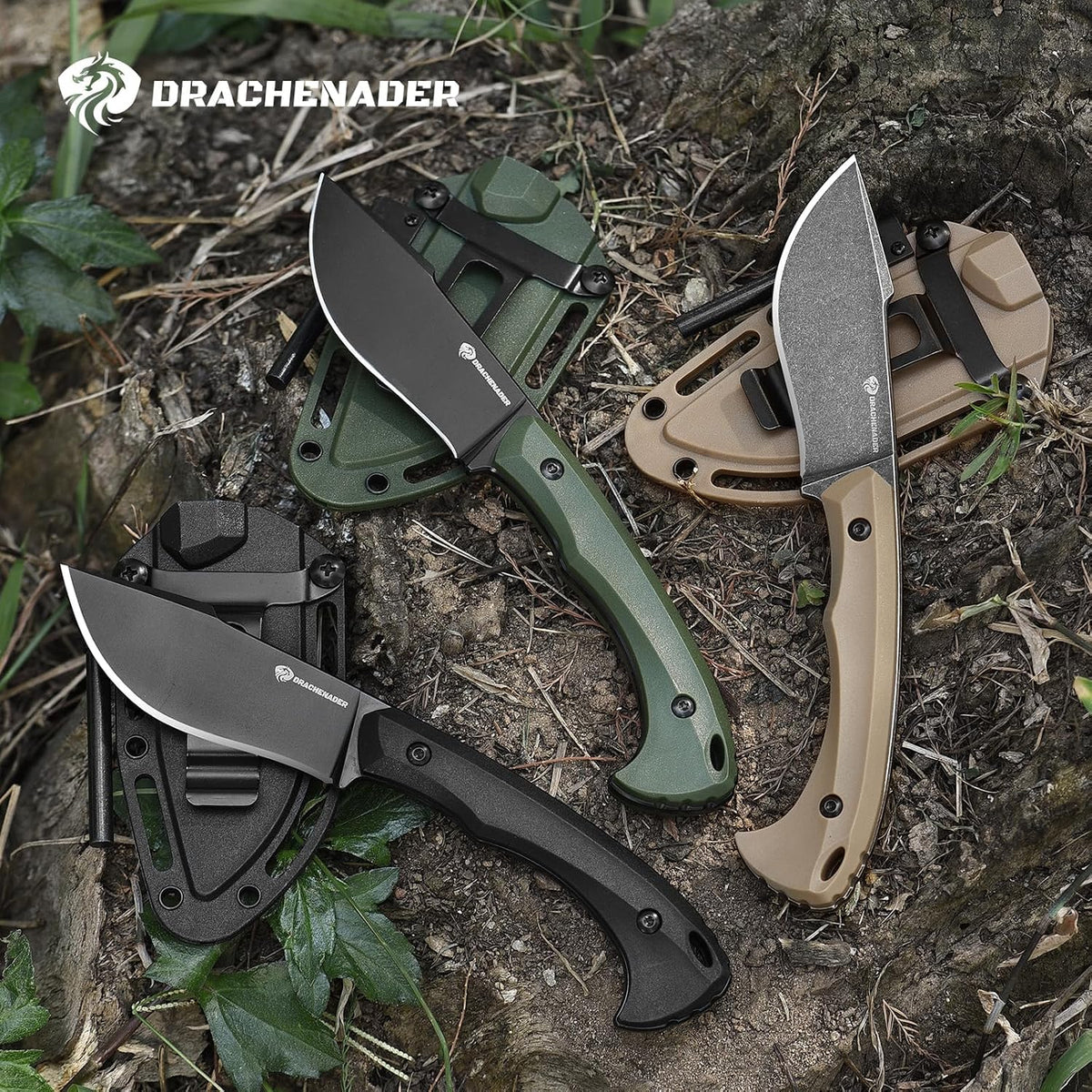 DRACHENADER 7.68" Full Tang Small Fixed Blade Knife with Belt Clip