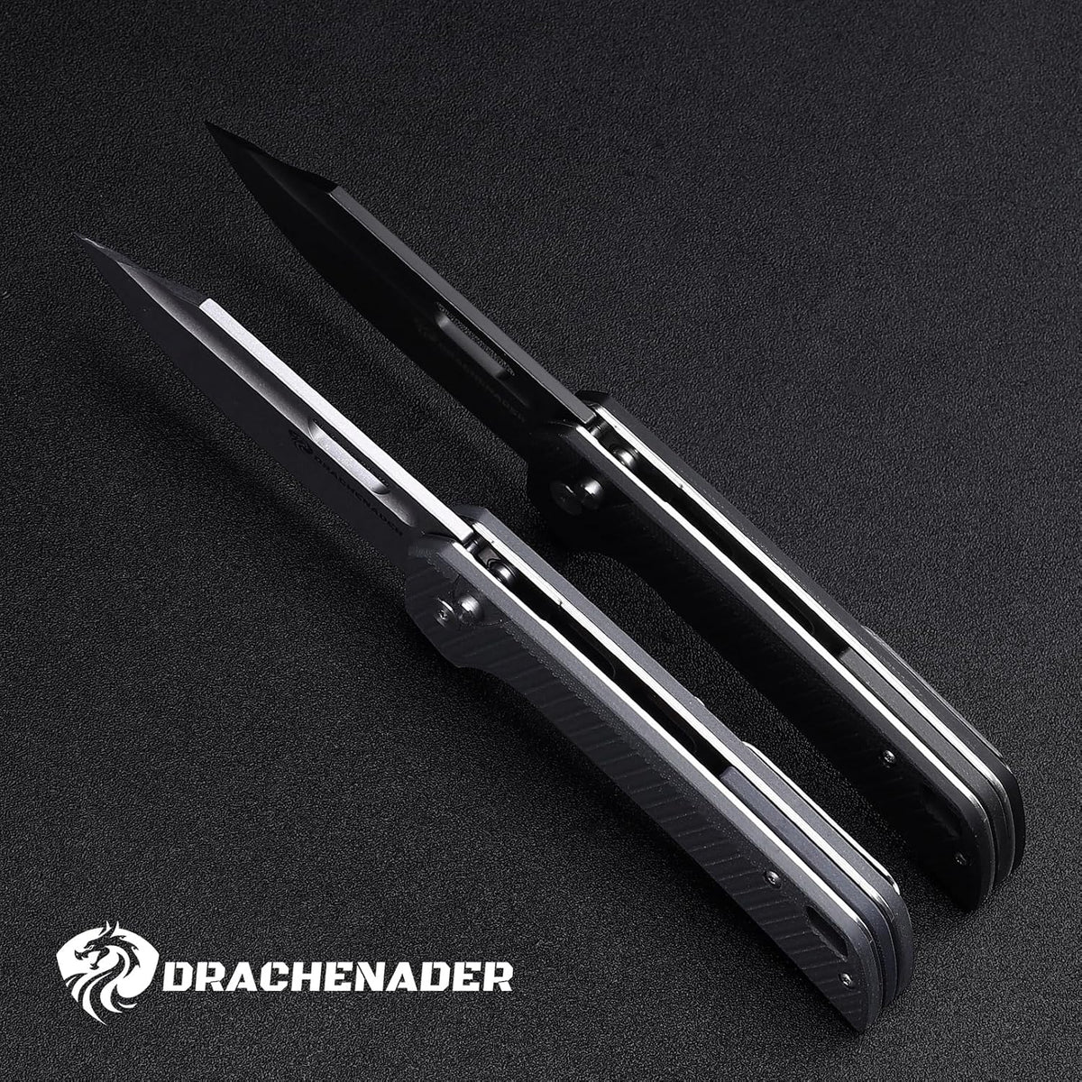 DRACHENADER 8" Folding Knife with 14C28N Blade G10 Handle Button Lock